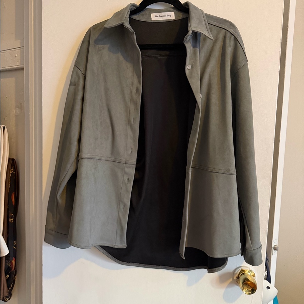 The Frankie Shop Regina Faux Suede Jacket - Slate Grey